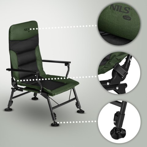 NC2702 KRZESŁO WĘDKARSKIE ZIELONO-CZARNE NILS CAMP