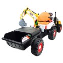 Super DWUSTRONNY traktor na akumulator ze spychaczem, koparką i przyczepą/BEJ1588